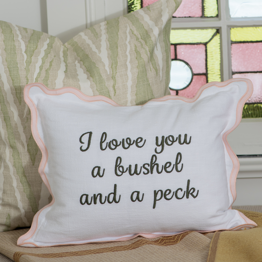 12x16 I Love You A Bushel & A Peck Scalloped Pillow Cover